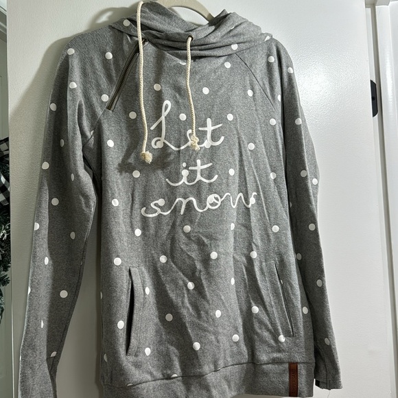 Ampersand Double Hood - Let it Snow - polka dot grey hoodie NWT - Picture 4 of 8